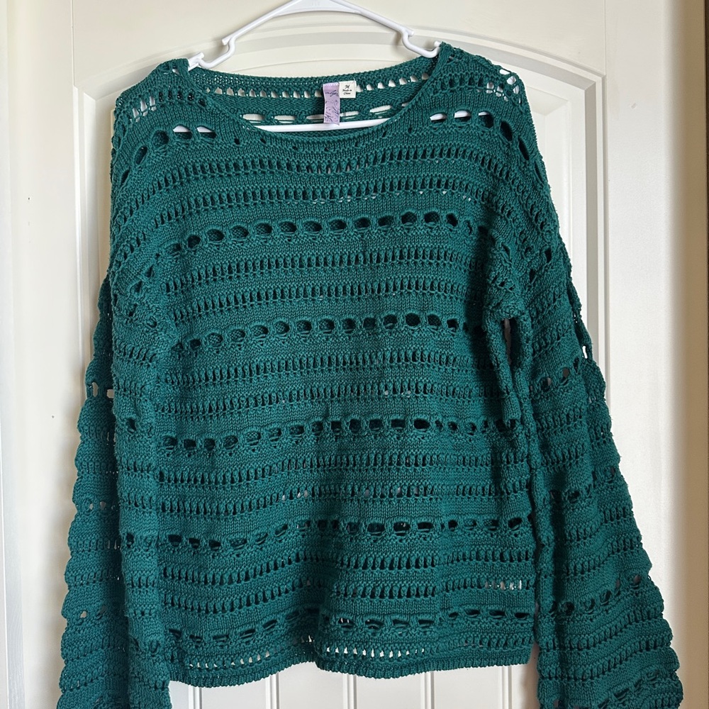 Teal Women's Crochet Sweater